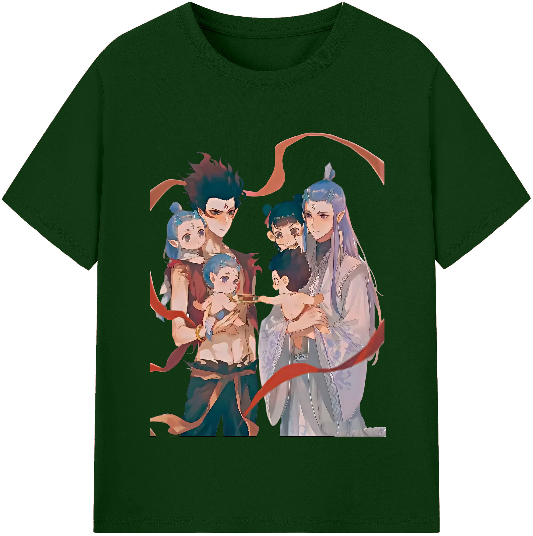 （画像用） Ne Zha 2 ナタ 魔童の大暴れ 綿100％半袖Tシャツ（フロントプリント）